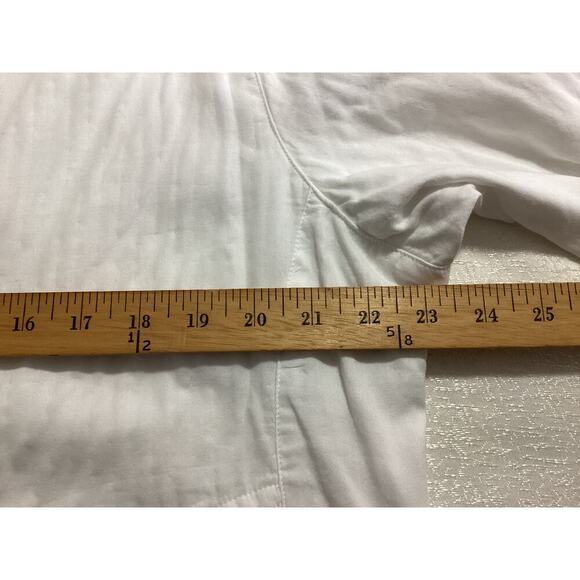 Kleen white lace-trimmed collar pin-tuck details on front tie Back XL white - Picture 5 of 7